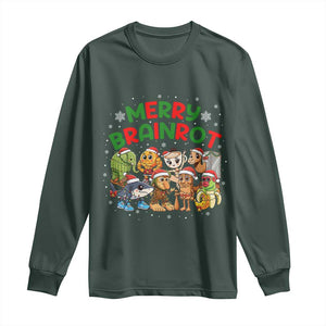 Gen Z Italian Merry Brainrot Christmas Long Sleeve Shirt Meme Holiday Gift TS12 Dark Forest Green Print Your Wear