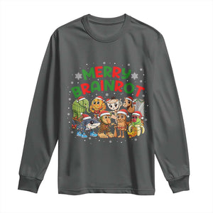 Gen Z Italian Merry Brainrot Christmas Long Sleeve Shirt Meme Holiday Gift TS12 Dark Heather Print Your Wear