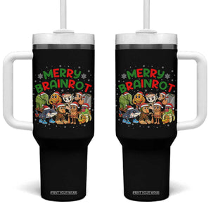 Gen Z Italian Merry Brainrot Christmas Tumbler With Handle Meme Holiday Gift TS12 One Size: 40 oz Black Print Your Wear