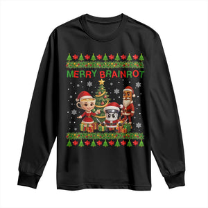 Merry Brainrot Long Sleeve Shirt Funny Ugly Christmas Italian Meme Gift TS12 Black Print Your Wear