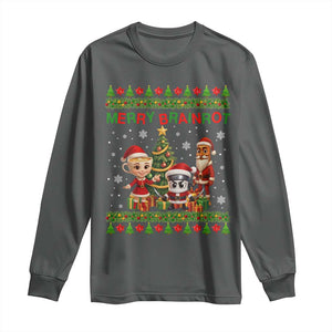 Merry Brainrot Long Sleeve Shirt Funny Ugly Christmas Italian Meme Gift TS12 Dark Heather Print Your Wear