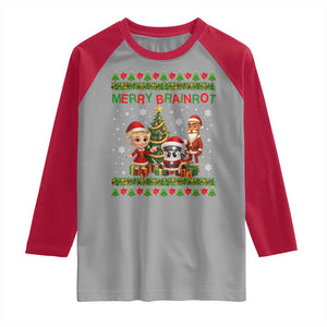 Merry Brainrot Raglan Shirt Funny Ugly Christmas Italian Meme Gift TS12 Sport Gray Red Print Your Wear