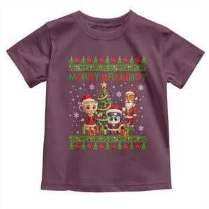 Merry Brainrot Toddler T Shirt Funny Ugly Christmas Italian Meme Gift TS12 Maroon Print Your Wear