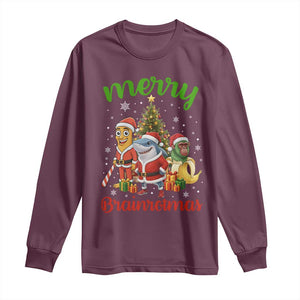 Merry Brainrotmas Long Sleeve Shirt Funny Italian Brainrot Meme Christmas TS12 Maroon Print Your Wear