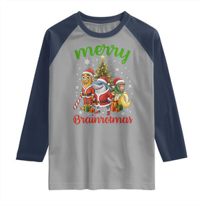 Merry Brainrotmas Raglan Shirt Funny Italian Brainrot Meme Christmas TS12 Sport Gray Navy Print Your Wear