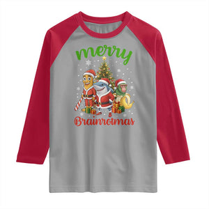 Merry Brainrotmas Raglan Shirt Funny Italian Brainrot Meme Christmas TS12 Sport Gray Red Print Your Wear