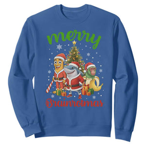 Merry Brainrotmas Sweatshirt Funny Italian Brainrot Meme Christmas TS12 Royal Blue Print Your Wear
