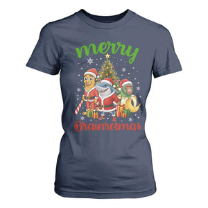 Merry Brainrotmas T Shirt For Women Funny Italian Brainrot Meme Christmas TS12 Navy Print Your Wear