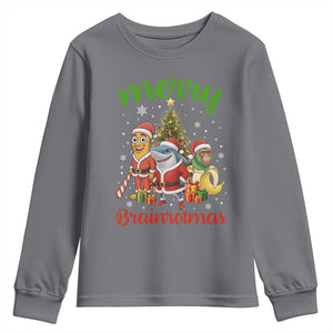 Merry Brainrotmas Youth Sweatshirt Funny Italian Brainrot Meme Christmas TS12 Charcoal Print Your Wear