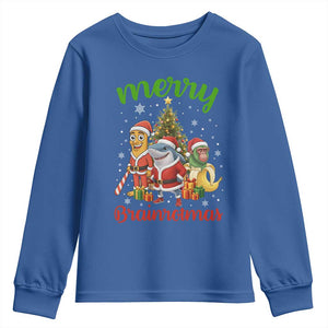 Merry Brainrotmas Youth Sweatshirt Funny Italian Brainrot Meme Christmas TS12 Royal Blue Print Your Wear