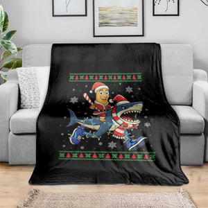 Funny Tung Tung Sahur Riding Tralala Throw Blanket Ugly Chritstmas Italian Brainrot Meme TS12 Print Your Wear