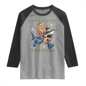 Funny Tung Tung Sahur Riding Tralala Raglan Shirt Ugly Chritstmas Italian Brainrot Meme TS12 Sport Gray Black Print Your Wear