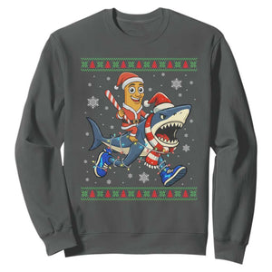 Funny Tung Tung Sahur Riding Tralala Sweatshirt Ugly Chritstmas Italian Brainrot Meme TS12 Dark Heather Print Your Wear
