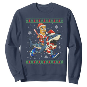 Funny Tung Tung Sahur Riding Tralala Sweatshirt Ugly Chritstmas Italian Brainrot Meme TS12 Navy Print Your Wear