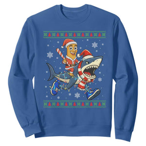 Funny Tung Tung Sahur Riding Tralala Sweatshirt Ugly Chritstmas Italian Brainrot Meme TS12 Royal Blue Print Your Wear