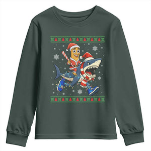 Funny Tung Tung Sahur Riding Tralala Youth Sweatshirt Ugly Chritstmas Italian Brainrot Meme TS12 Dark Forest Green Print Your Wear