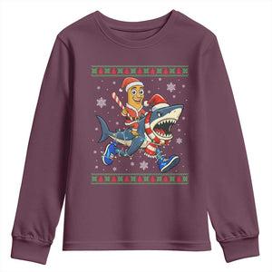 Funny Tung Tung Sahur Riding Tralala Youth Sweatshirt Ugly Chritstmas Italian Brainrot Meme TS12 Maroon Print Your Wear
