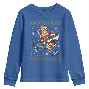 Funny Tung Tung Sahur Riding Tralala Youth Sweatshirt Ugly Chritstmas Italian Brainrot Meme TS12 Royal Blue Print Your Wear