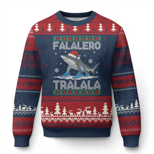 Falalero Tralala Italian Brainrot Meme Xmas Ugly Christmas Sweater Funny Gen Z Alpha Ugly Xmas Gift TS12 Navy Red Print Your Wear