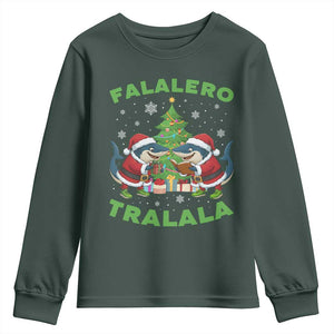 Falalero Tralala Youth Sweatshirt Funny Italian Brainrot Meme Christmas Gift TS12 Dark Forest Green Print Your Wear