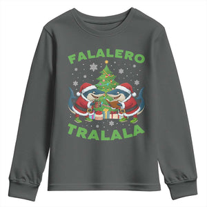 Falalero Tralala Youth Sweatshirt Funny Italian Brainrot Meme Christmas Gift TS12 Dark Heather Print Your Wear