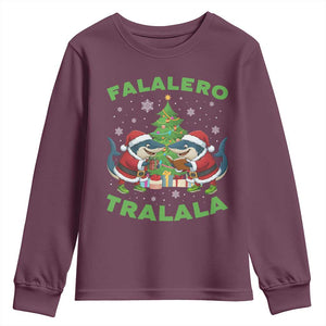 Falalero Tralala Youth Sweatshirt Funny Italian Brainrot Meme Christmas Gift TS12 Maroon Print Your Wear