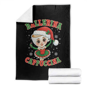 Ballerina Cappuccina Throw Blanket Funny Italian Brainrot Meme Christmas Gift TS12 Black Print Your Wear