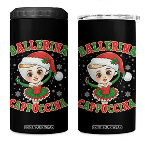 Ballerina Cappuccina 4 in 1 Can Cooler Tumbler Funny Italian Brainrot Meme Christmas Gift TS12 One Size: 16 oz Black Print Your Wear