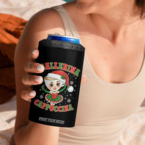 Ballerina Cappuccina 4 in 1 Can Cooler Tumbler Funny Italian Brainrot Meme Christmas Gift TS12 Print Your Wear