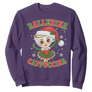 Ballerina Cappuccina Sweatshirt Funny Italian Brainrot Meme Christmas Gift TS12 Purple Print Your Wear