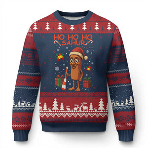 Ho Ho Ho Sahur Italian Brainrot Meme Ugly Christmas Sweater Funny Gen Z Alpha Xmas Gift TS12 Navy Red Print Your Wear