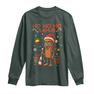 Ho Ho Ho Sahur Italian Brainrot Meme Long Sleeve Shirt Funny Gen Z Alpha Christmas Gift TS12 Dark Forest Green Print Your Wear