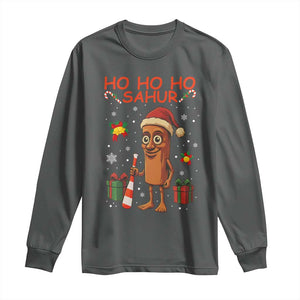 Ho Ho Ho Sahur Italian Brainrot Meme Long Sleeve Shirt Funny Gen Z Alpha Christmas Gift TS12 Dark Heather Print Your Wear