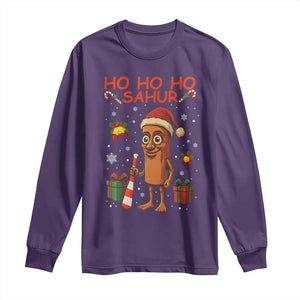 Ho Ho Ho Sahur Italian Brainrot Meme Long Sleeve Shirt Funny Gen Z Alpha Christmas Gift TS12 Purple Print Your Wear