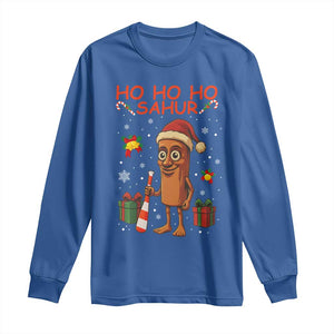 Ho Ho Ho Sahur Italian Brainrot Meme Long Sleeve Shirt Funny Gen Z Alpha Christmas Gift TS12 Royal Blue Print Your Wear