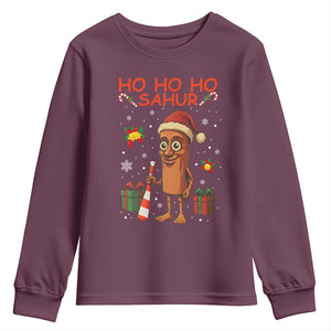 Ho Ho Ho Sahur Italian Brainrot Meme Youth Sweatshirt Funny Gen Z Alpha Christmas Gift TS12 Maroon Print Your Wear