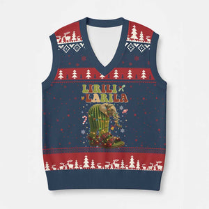 Funny Lirili Larila Italian Brainrot Meme V-Neck Knit Sweater Vest Christmas Gift TS12 Navy Red Print Your Wear