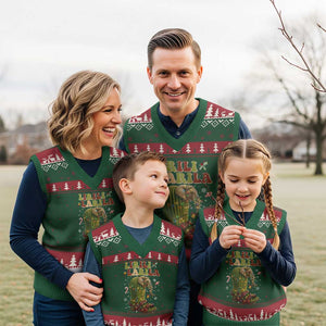 Funny Lirili Larila Italian Brainrot Meme V-Neck Knit Sweater Vest Christmas Gift TS12 Red Green Print Your Wear