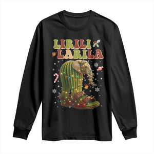 Funny Lirili Larila Italian Brainrot Meme Long Sleeve Shirt Christmas Gift TS12 Black Print Your Wear