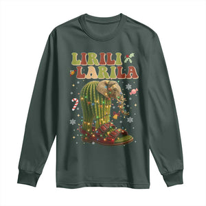 Funny Lirili Larila Italian Brainrot Meme Long Sleeve Shirt Christmas Gift TS12 Dark Forest Green Print Your Wear