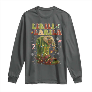 Funny Lirili Larila Italian Brainrot Meme Long Sleeve Shirt Christmas Gift TS12 Dark Heather Print Your Wear