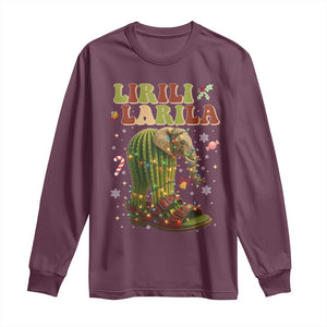 Funny Lirili Larila Italian Brainrot Meme Long Sleeve Shirt Christmas Gift TS12 Maroon Print Your Wear