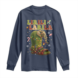 Funny Lirili Larila Italian Brainrot Meme Long Sleeve Shirt Christmas Gift TS12 Navy Print Your Wear