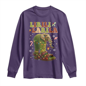 Funny Lirili Larila Italian Brainrot Meme Long Sleeve Shirt Christmas Gift TS12 Purple Print Your Wear