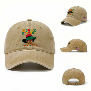 Black History Is My Valentine Washed Cotton Baseball Cap Women Gift For February TS12 Washed Cap Universal Fit Khaki Print Your Wear