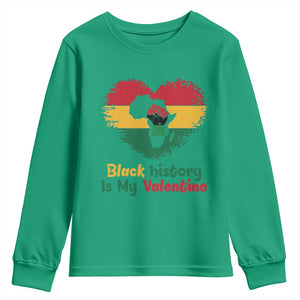 African American Women Pride Youth Sweatshirt Black History Is My Valentine TS12 Irish Green Print Your Wear