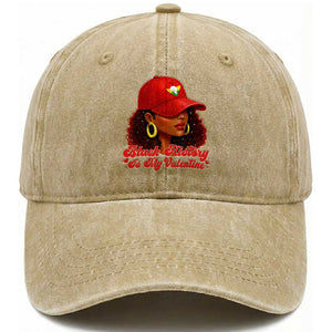 Black History Is My Valentine Washed Cotton Baseball Cap Melanin Pride Valentines Day Gift TS12 Print Your Wear