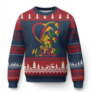 Black History Is My Valentine Ugly Christmas Sweater Gift For Melanin Queen TS12 Navy Red Print Your Wear