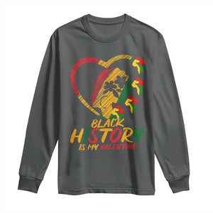 Black History Is My Valentine Long Sleeve Shirt Gift For Melanin Queen TS12 Dark Heather Print Your Wear