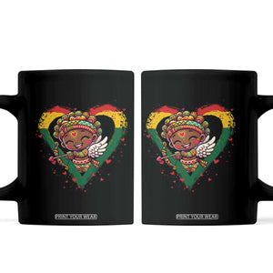 Cute Black Cupid Coffee Mug Melanin Pride Valentines Day Gift TS12 Black Print Your Wear